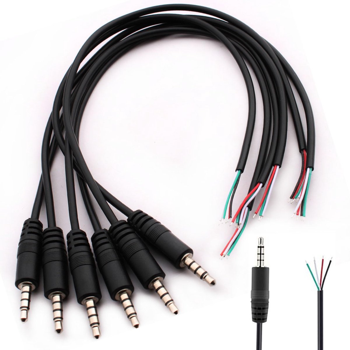 3.5mm TRRS audio plug - 6 stuks - 30cm kabel - perfect voor reparatie van hoofdtelefoons - ShopVlot