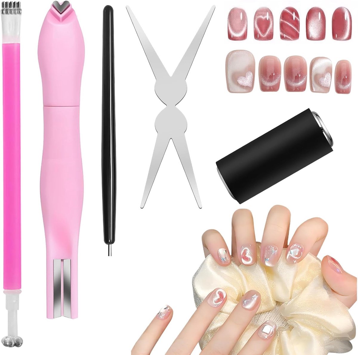 5-in-1 kattenoog magnet set - magnetische nageltools - dubbelzijdige pen - essentieel voor DIY nagelliefhebbers - ShopVlot