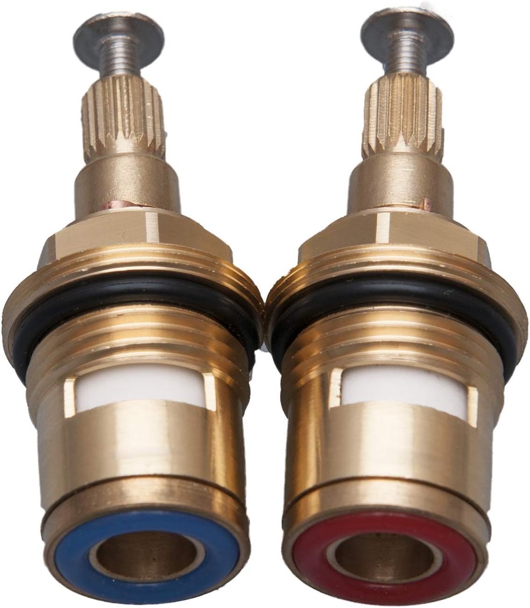 Brass Ceramic Faucet Valve Core Quartz Turntable 1 Pair - Replacement Faucet Flush Valve for Kitchen Bathroom Garden. - ShopVlot