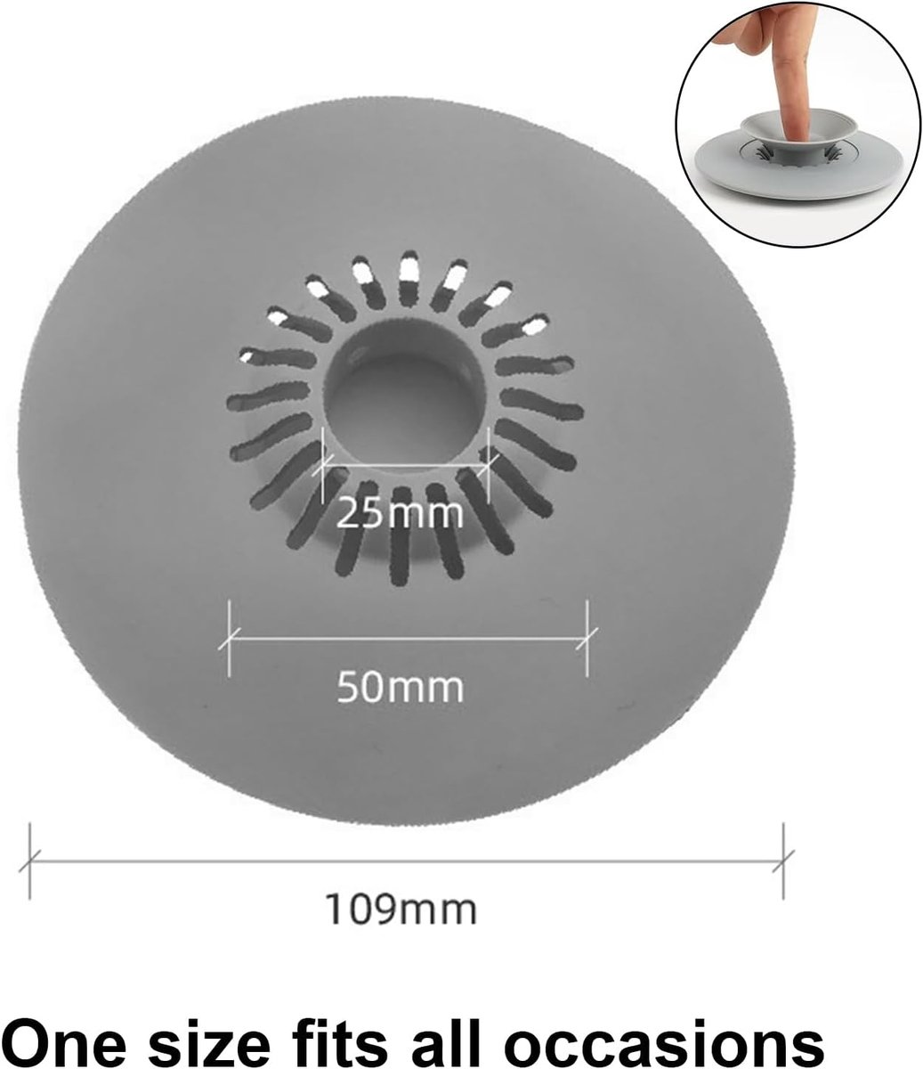 Universal Silicone Drain Stopper Non-Slip Rubber Stop for Wash Basin with Hair Strainer and Siphon, Drain Stop for - ShopVlot