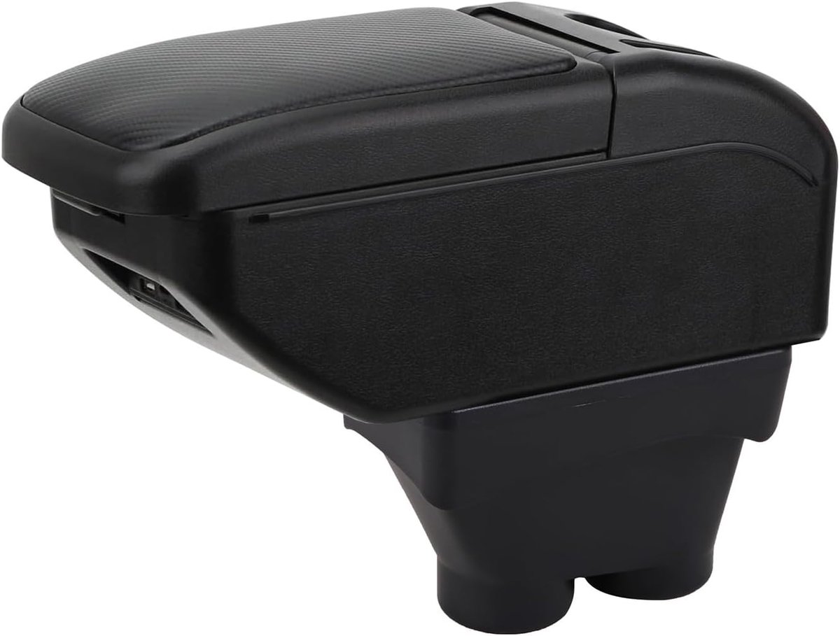 YJYWZH Compatible with Peugeot 208 Armrest 2012-2018 Armrest Car Center Console Armrest Storage Box Double Layer Black - ShopVlot