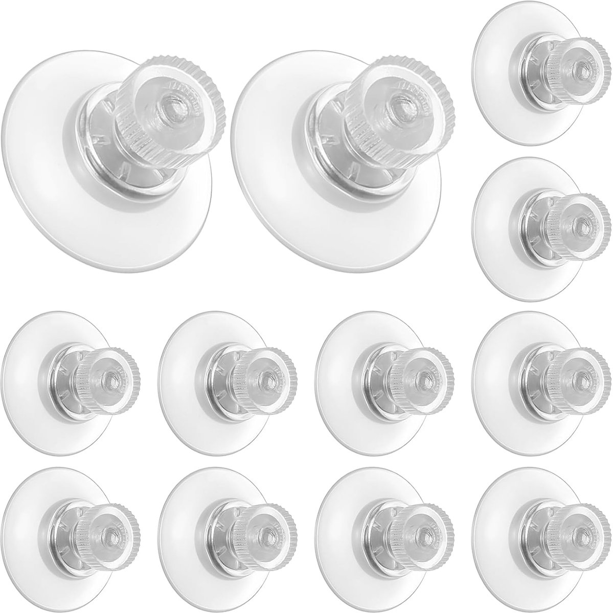 Pack of 12 Threaded Suction Cups Diameter 25mm Suction Cups for Windows, Suction Cups Without Hooks, Transparent Glass - ShopVlot