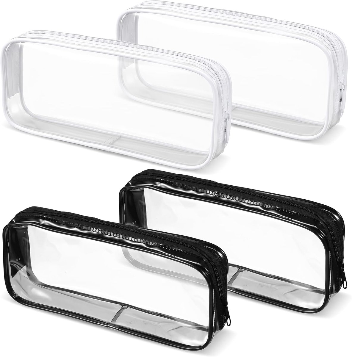 Pack of 4 Clear Cosmetic Bags, PVC Waterproof Portable Makeup Bag with Zip, Versatile Makeup Brush Bag for Travel - ShopVlot