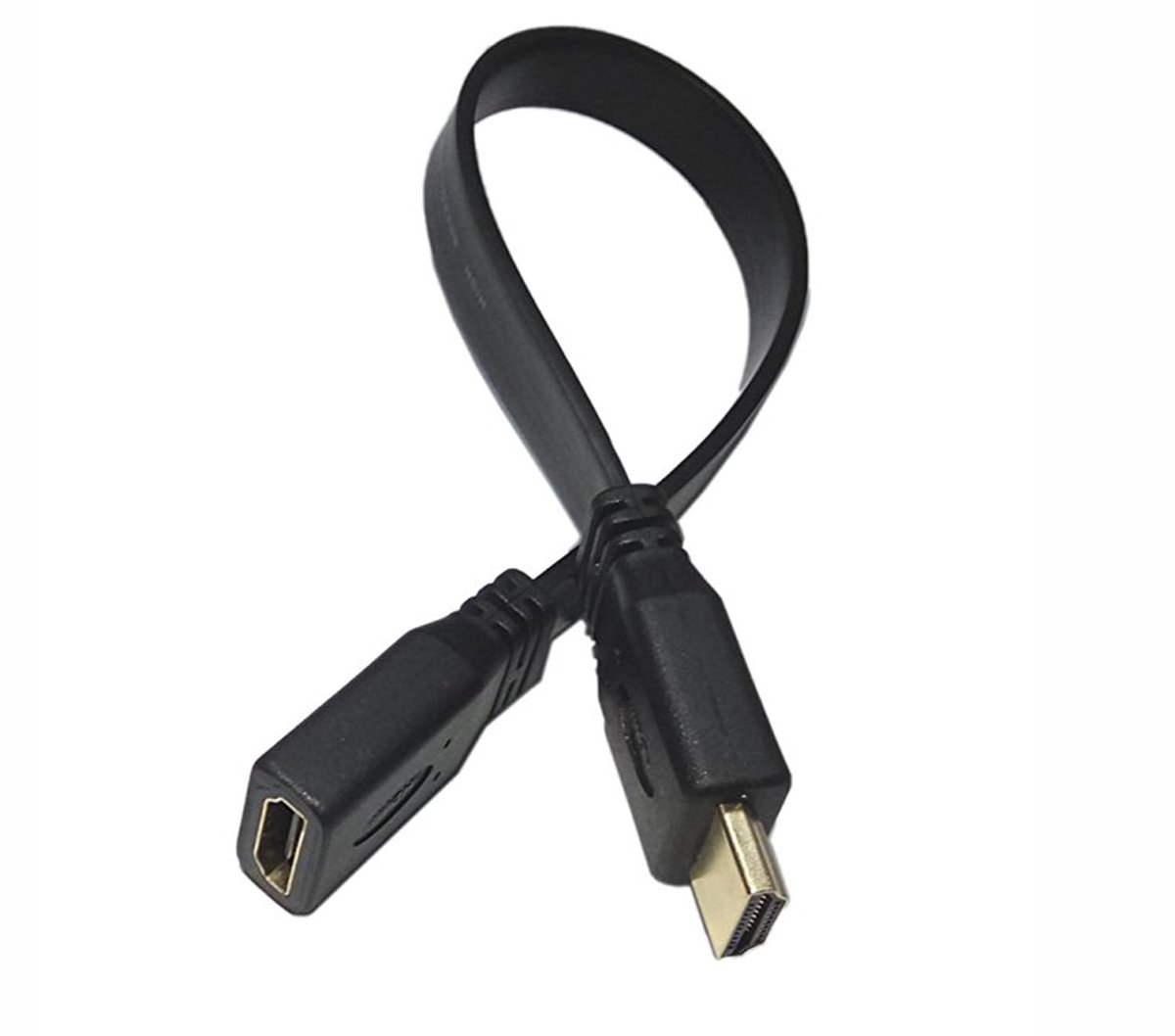 CERRXIAN 1FT flat slim high speed HDMI extension cable one male to a female cable - ShopVlot