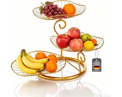 Mihoho Metal fruit basket, 3 floors, elegant metal fruit basket for storing fruit, bread or snacks, multi-storey fruit - ShopVlot