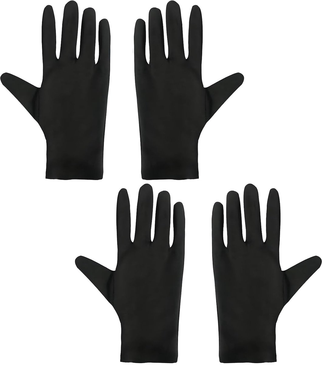 2 paar premium katoenen handschoenen, zwart verdikt, huidvriendelijke stoffen handschoenen voor gevoelige handen - ShopVlot