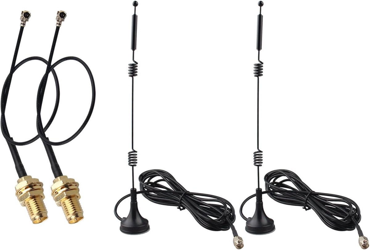 2Pcs Dual Band WiFi 2.4GHz 5GHz 5.8GHz 12dBi RP-SMA Male Antenna+15cm U.FL IPX MHF1 to RP-SMA Female Cable for - ShopVlot