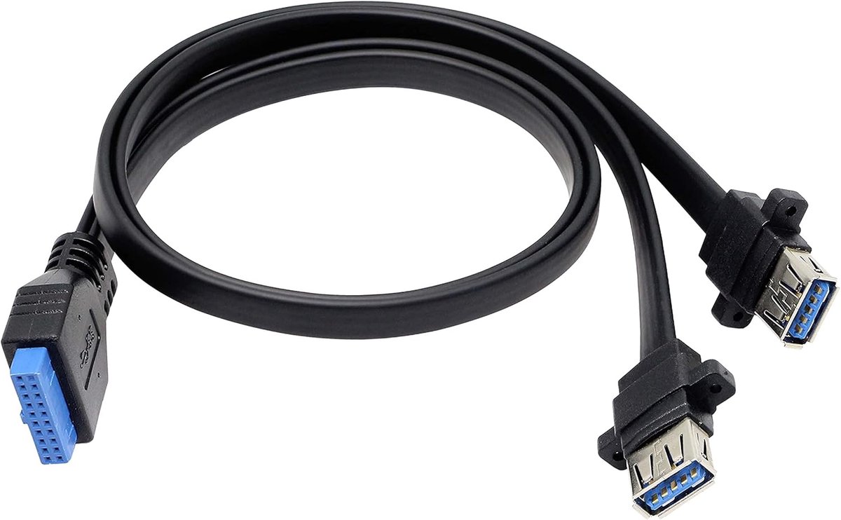 XMSJSIY USB 3.0 Front Panel Cable Motherboard 19/20pin Cable to USB Female Splitter Adapter Extension Connector (50cm) - ShopVlot