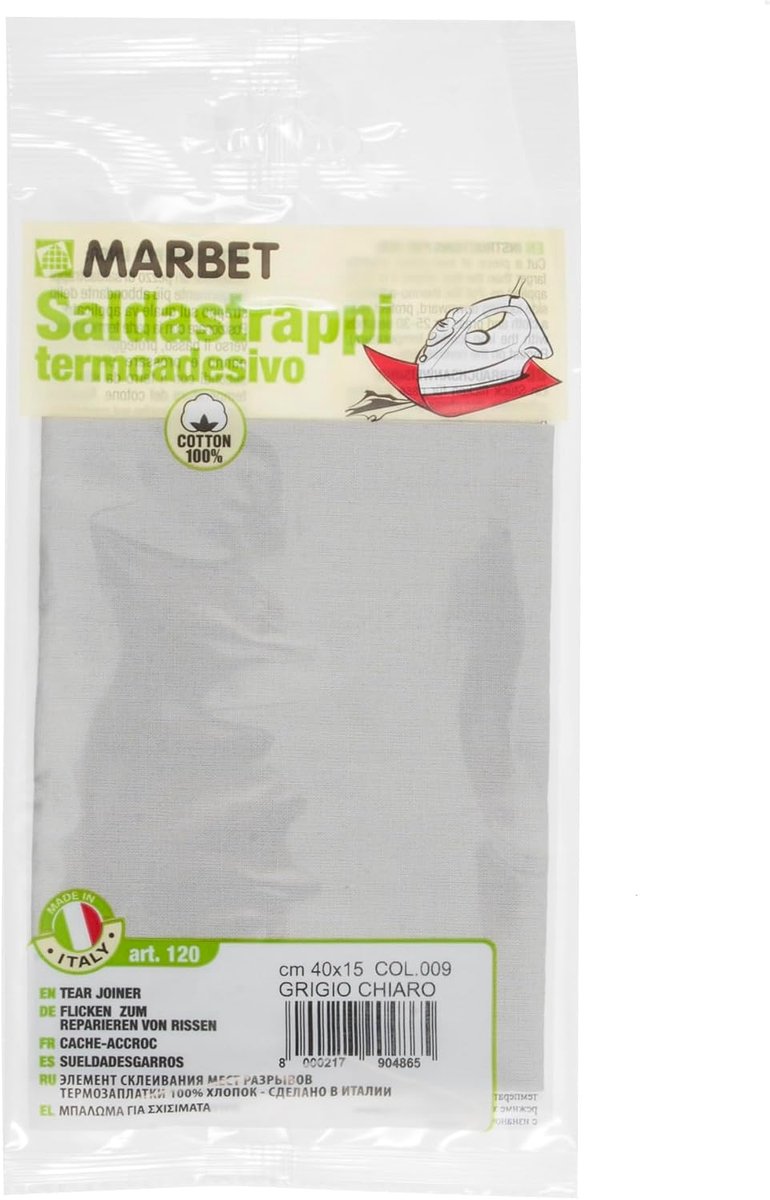 Marbet MB120.009 - Cotton Mending Fabric - Iron on - 40 x 15 cm - Light Grey - ShopVlot