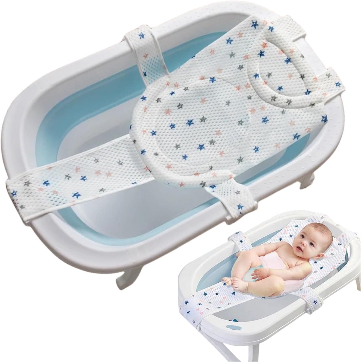 Baby bath support pillow, bath seat baby, baby bath net, non-slip baby hanging pad, insert baby bath insert, baby bath - ShopVlot