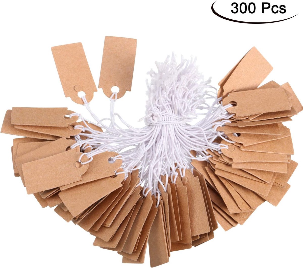 Marking Tags Kraft Price Tags Writable Blank Price Labels Display Tags with Elastic Hanging String, 300 Pieces - ShopVlot