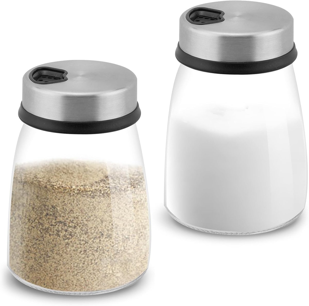 Yitexin Salt & Pepper Shaker Set with Adjustable Pouring Holes, 180 ml, Salt Shakers for Kitchen, Stainless Steel - ShopVlot