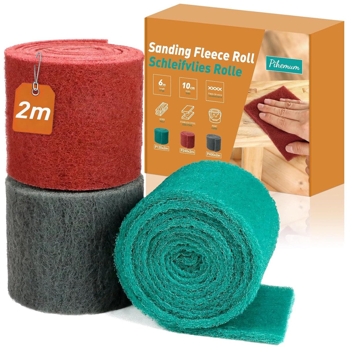 Thijox - Schuurspons Rol 6m x 100mm, Korrel 120/240/400, Duurzaam Schuurkussen voor Metaal, Hout, Lak en Roestvrij Staal, Ideaal voor Klussen en Doe-H