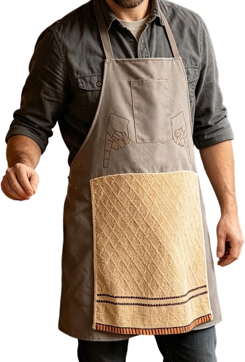 Thijox - Grappige Schorten voor Mannen - Humoristisch Chef-kok Schort met Zak - Verstelbaar Kostuum voor BBQ, Vakantie en Feestjes - Nieuwigheid Keuke