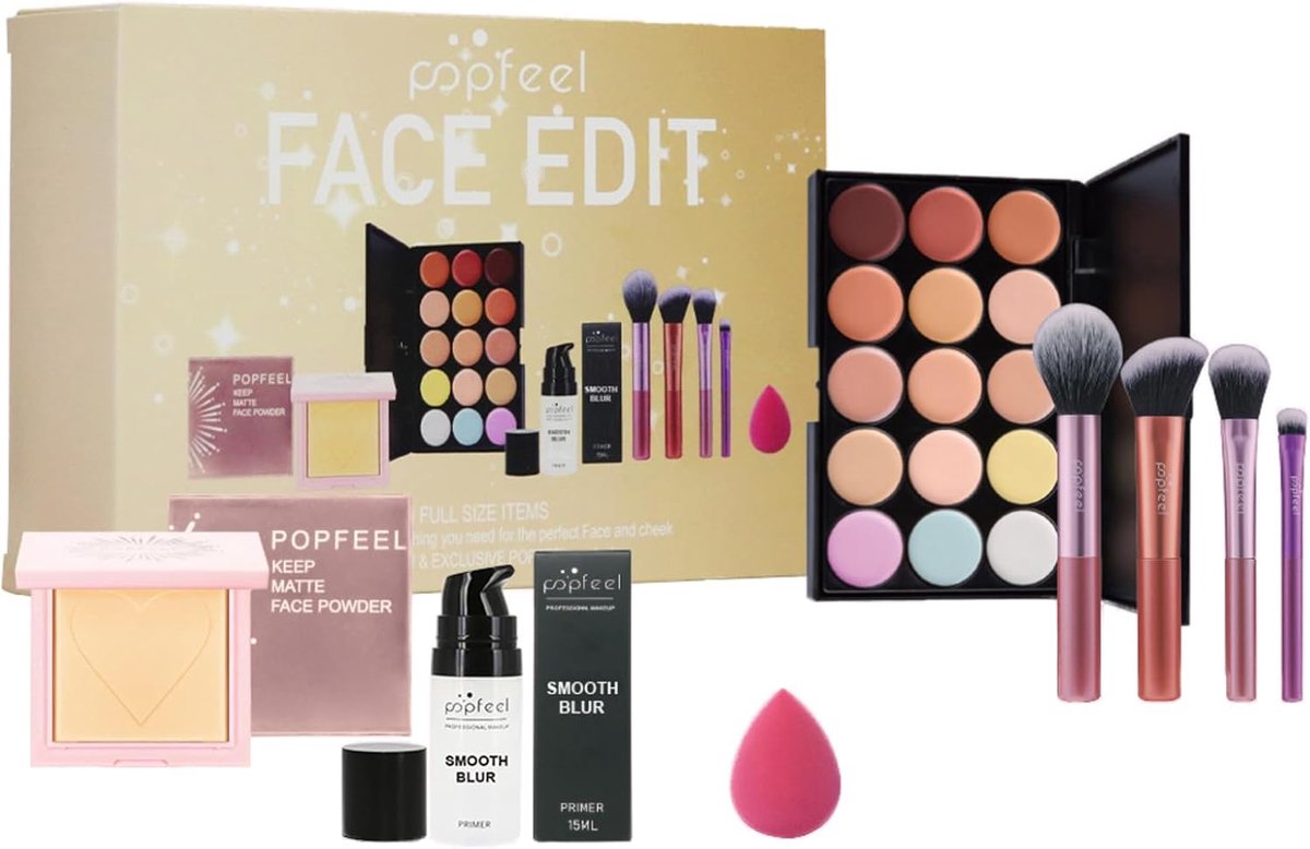 SnelShoppen - Professionele Volledige Schoonheidsset Cosmetische Make-upset voor Meisjes en Vrouwen - Xmas Makeup Gift Set met Oogschaduw, Blusher, Li