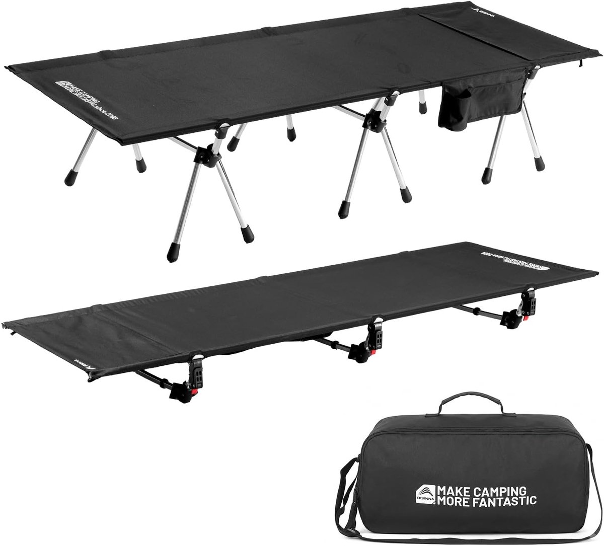 SnelShoppen - Opvouwbaar Campingbed met Uittrekbare Poten - Licht en Draagbaar Veldbed tot 150 kg - Ideaal voor Kamperen, Wandelen, Reizen en Thuisgeb