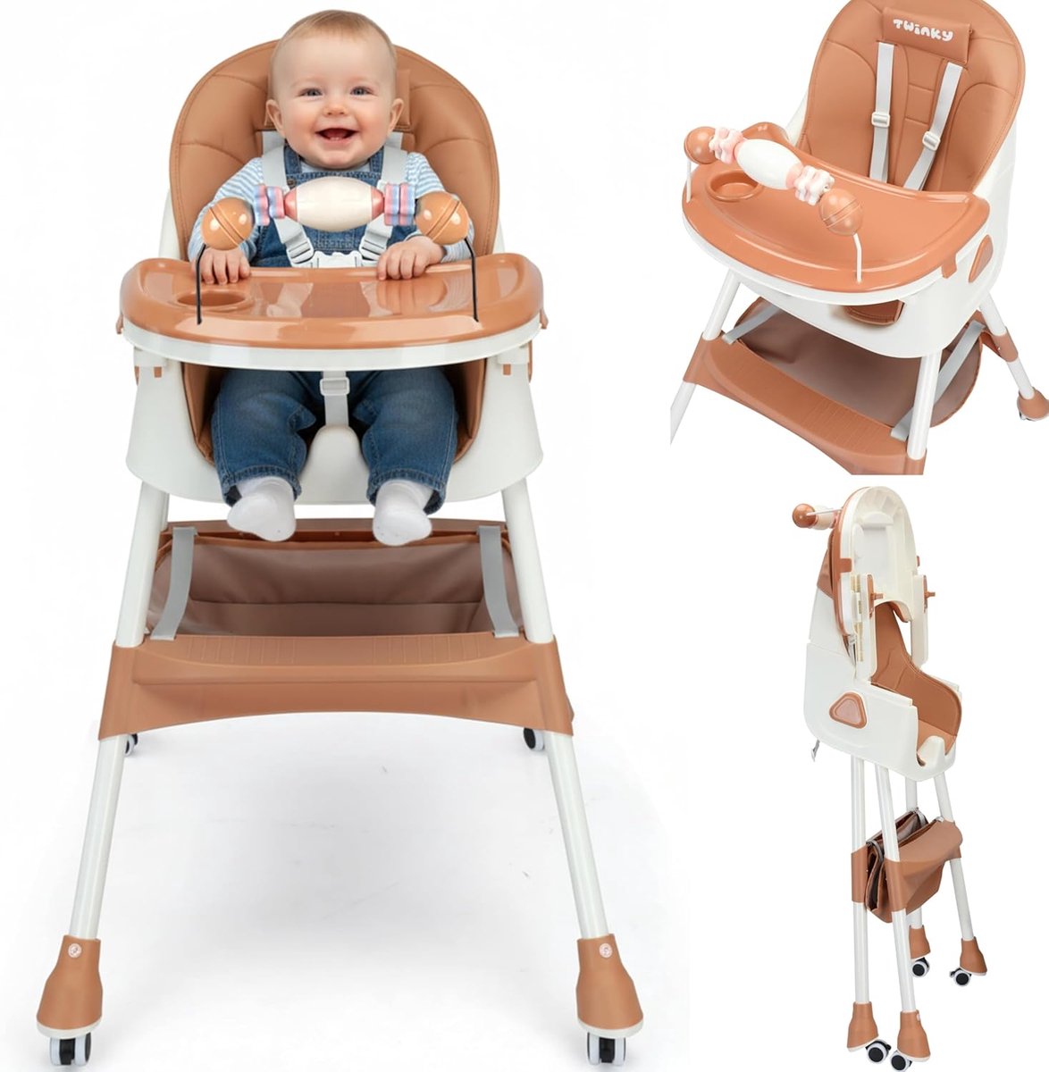 Thijox - Twinky® Kinderstoel MAXI 3-in-1 - Inklapbare Eetstoel, Peuterstoel en Speelstoel - Verstelbare Meegroeistoel voor Baby en Peuter van 6 Maande