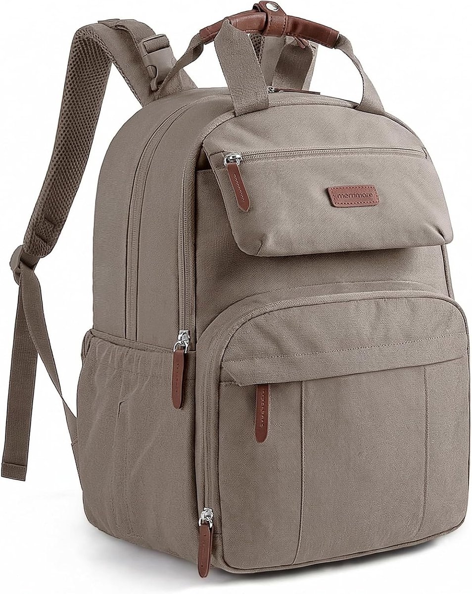 SnelShoppen - Grote Uitbreidbare Luiertas Rugzak voor 2 Kinderen/Tweeling, Waterafstotend Baby Backpack met Verschoonmat, Duurzaam Camel Kleur, Ideaal