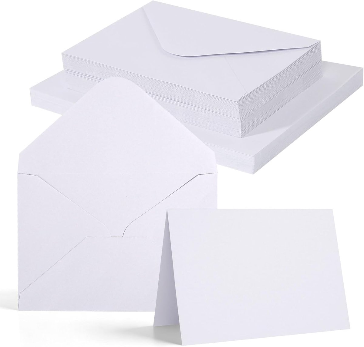 SnelShoppen - 60 Witte Vouwkaarten met Enveloppen, Blank DIY Kaarten voor Trouwen, Kerstgroeten, Uitnodigingen, Hoge Kwaliteit, Duurzaam, Creatief