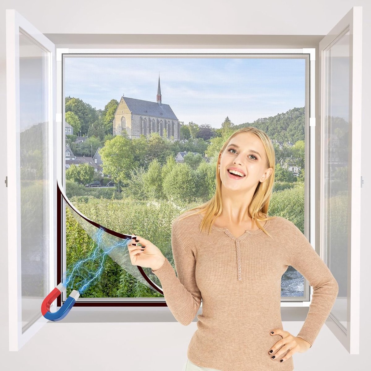 SnelShoppen - NeatiEase Verstelbaar DIY Magnetisch Raamhor, Tot 120x180cm, Geschikt voor Elke Grootte, Diverse Frames en Gaas Beschikbaar (Wit Frame +