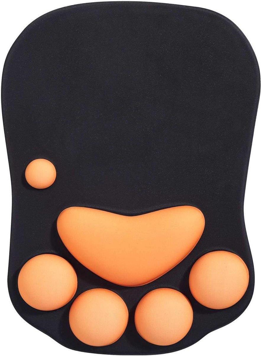 SnelShoppen - Ergonomische Cute Cat Paw Mouse Pad met Polssteun, Zwarte Silicone Gel Muismat voor Thuis, Kantoor en Gaming, Kawaii Ontwerp, 3D Silica