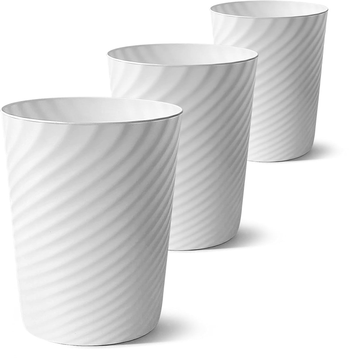 SnelShoppen - 3 Stuks Prullenbakken Set - Compacte Kleine Plastic Afvalbakken voor Kantoor, Keuken, Badkamer, Kinderkamer - Rond, 8 Liter, 20 cm Hoog