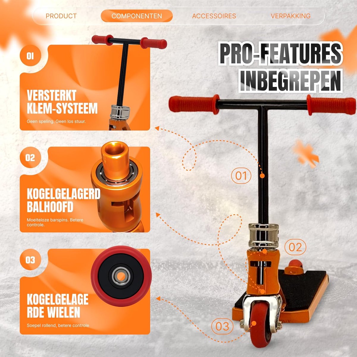 SnelShoppen - TAILWHIP PRO Finger Scooter met Kogellagers, Stille Ritten, Persoonlijke Deck Sticker, Robuuste Metalen Trick Scooter voor Kinderen en V