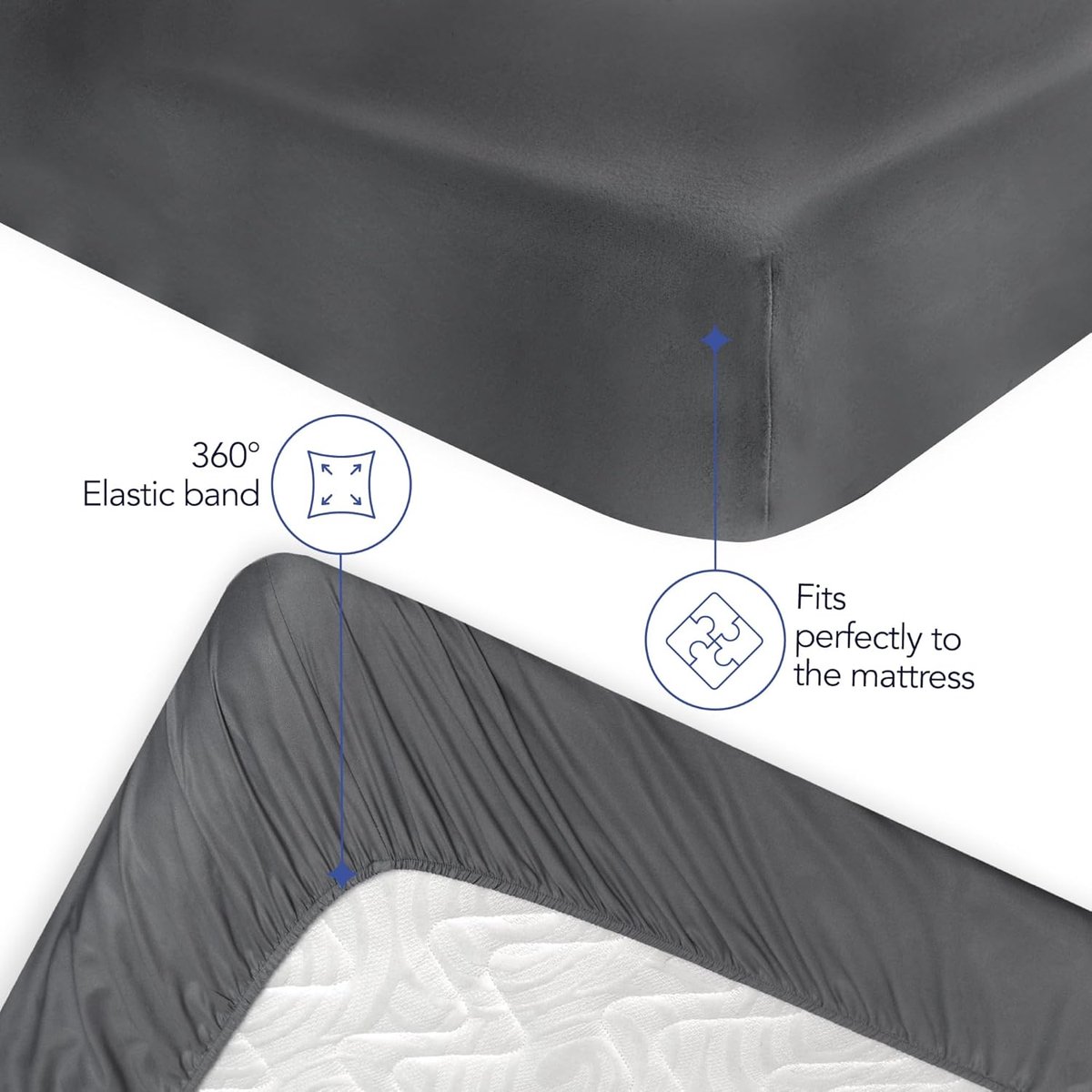 SnelShoppen - Fitted Sheet 180 x 200 cm - Donkergrijs Microfiber - 35 cm Hoekhoogte - Geschikt voor Dikke Matrassen - Oeko-Tex Gecertificeerd - Dageli