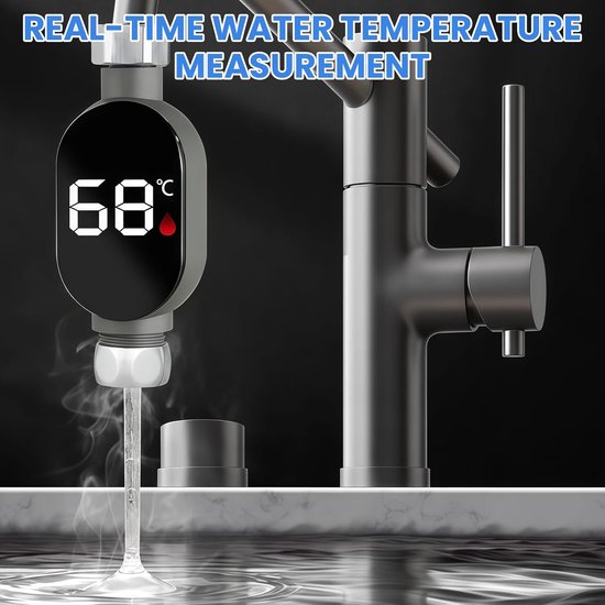 2 stuks LED digitaal badthermometer: waterdicht LED-display douchethermometer 0-99 ℃ real-time waterflow badthermometer baby shower thermometer waterthermometer baby — afbeelding 2