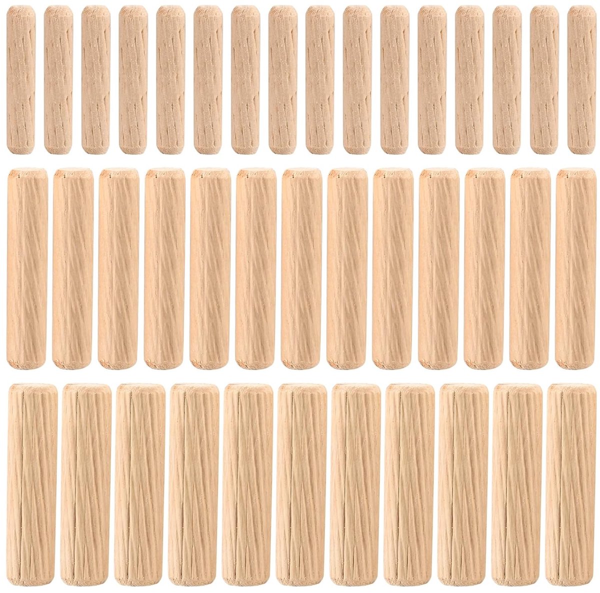 SnelShoppen - 90 Stuks Houten Plugs Assorted M6 M8 M10 - Tapered en Ribbed Design voor DIY, Houtbewerking, Creatieve Projecten, Ambacht, en Meubelmake