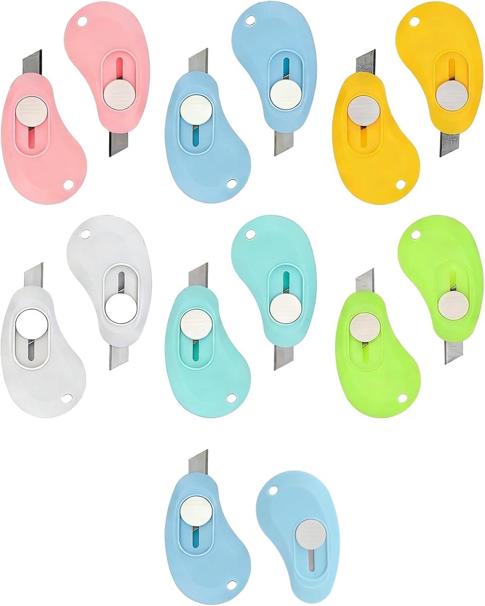 SnelShoppen - 12 Pcs Mini Cutter Set - Retractable Box Cutter & Paper Opener - Compact & Portable - Ideaal voor Thuis en Kantoor - Kleurrijke Mini Sni