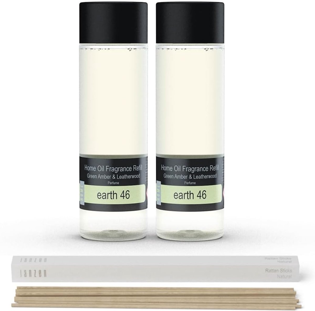 SnelShoppen - Home Fragrance Refill Aardse Geuren 2-pack Inclusief Gratis Sticks - Geursticks, Aromatische Geuren voor Thuis, Kleur: Transparant