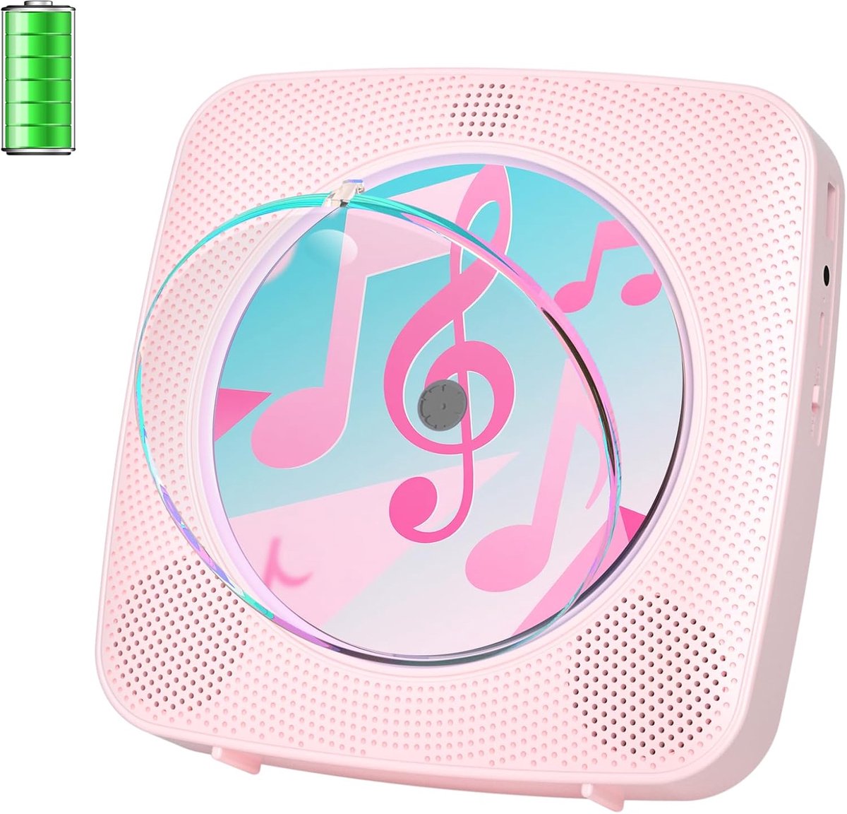 SnelShoppen - CD Speler voor Kinderen: Draagbare Kegaudio CD Speler met Bluetooth, FM Radio, USB, AUX, Roze, Ideaal voor Feesten en Thuisgebruik