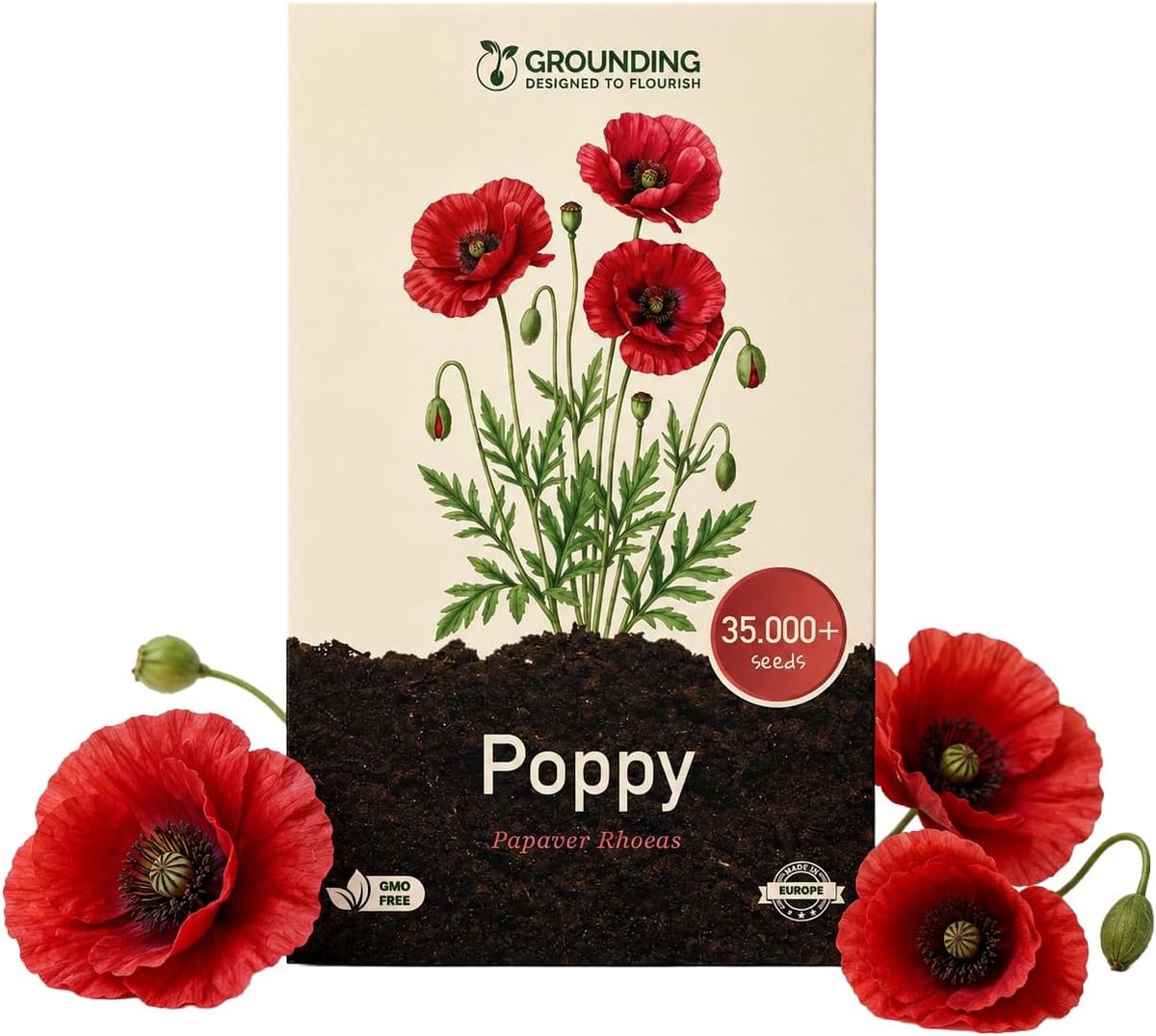 SnelShoppen - Flanders Rode Klaproos Zaden (Papaver rhoeas), 35.000+ Zaden - Heldere Rode Bloemen voor Wilde Bloemenweiden & Natuurlijke Tuinen, Hoogt