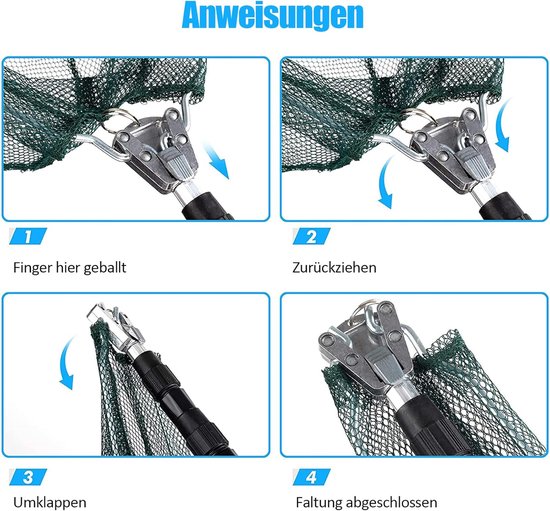 Thijox - Schepnet Telescoopvissen 1,5-2 M - Opvouwbaar Roestvrij Staal, Lichtgewicht Draagbaar Karper Schepnet met Rubber Bekleding voor Vissen, Vlind — afbeelding 4