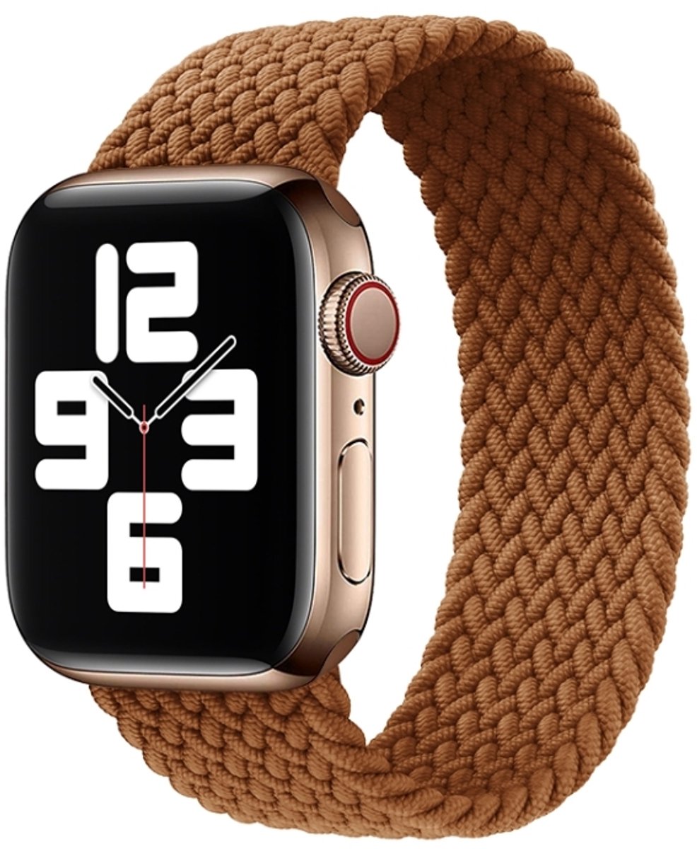 Metalen hoofd gevlochten nylon effen kleurvervanging riem horlogeband voor Apple Watch Series 6 & SE & 5 & 4 40 mm / 3 & 2 & 1 38mm, Grootte: M 145mm (koffie)