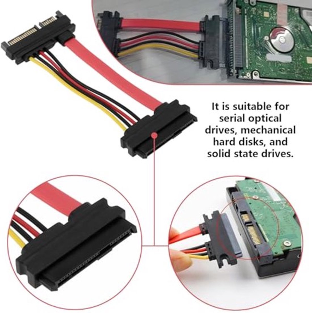 2 stuks SATA naar SAS Datakabel 22 Pin Mannelijk naar 29 Pin Vrouwelijk Adapter Hard Drive Kabel 8cm voor SFF-8482 Host Hard Drive Compatibel met Dell