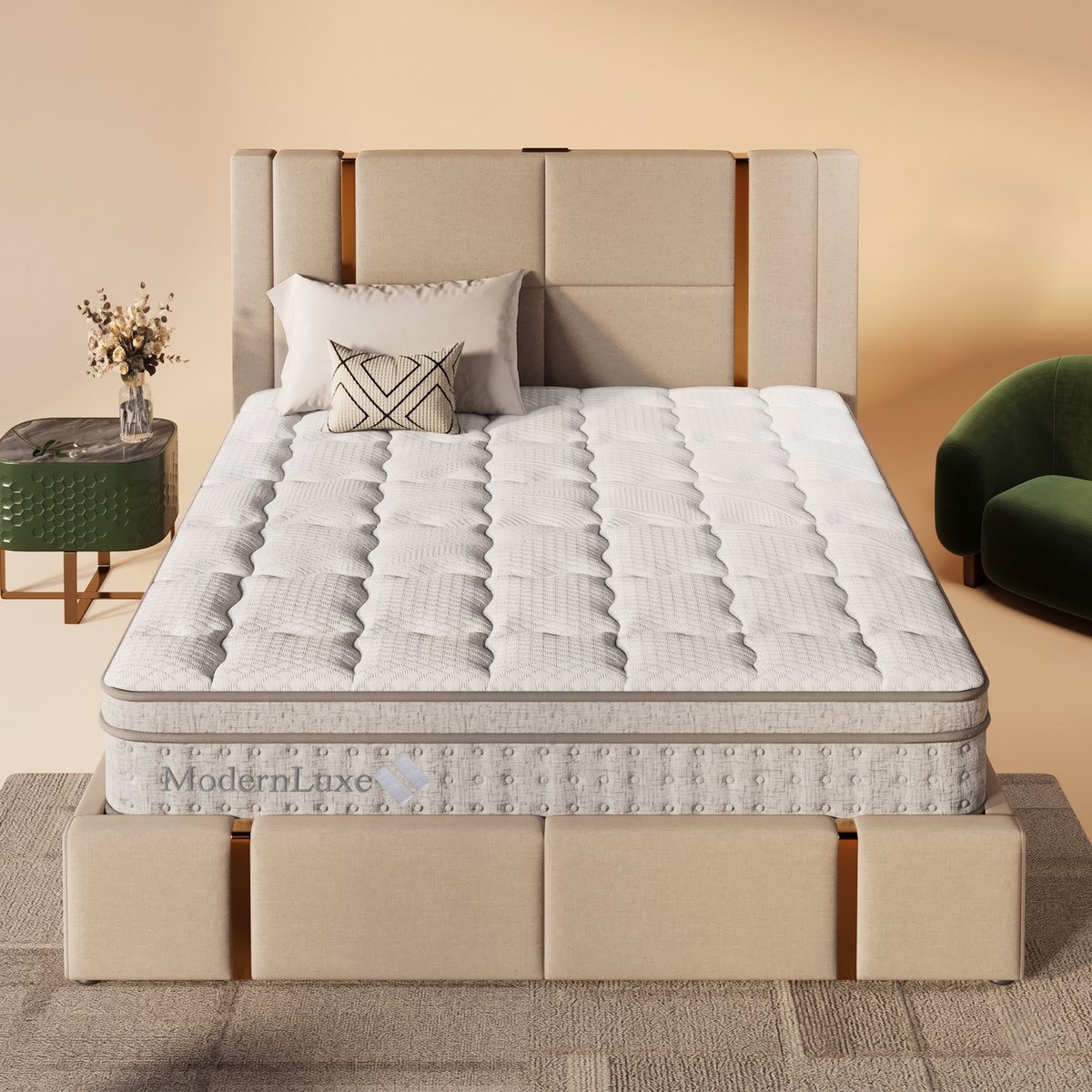 MIVRAY Matras 140x190 Cm - 7 Zones Pocketvering Met Koudschuim H3 - Ademend En Anti Allergie - Voor Rug Zij En Buikslapers - Wit