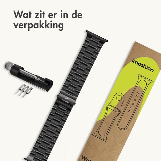Stalen bandje - Geschikt voor Apple Watch 1, 2, 3, 4, 5, 6, 7, 8, 9, 10, 11, SE, Ultra (2 / 3) - 44/45/46/49 mm - Zwart