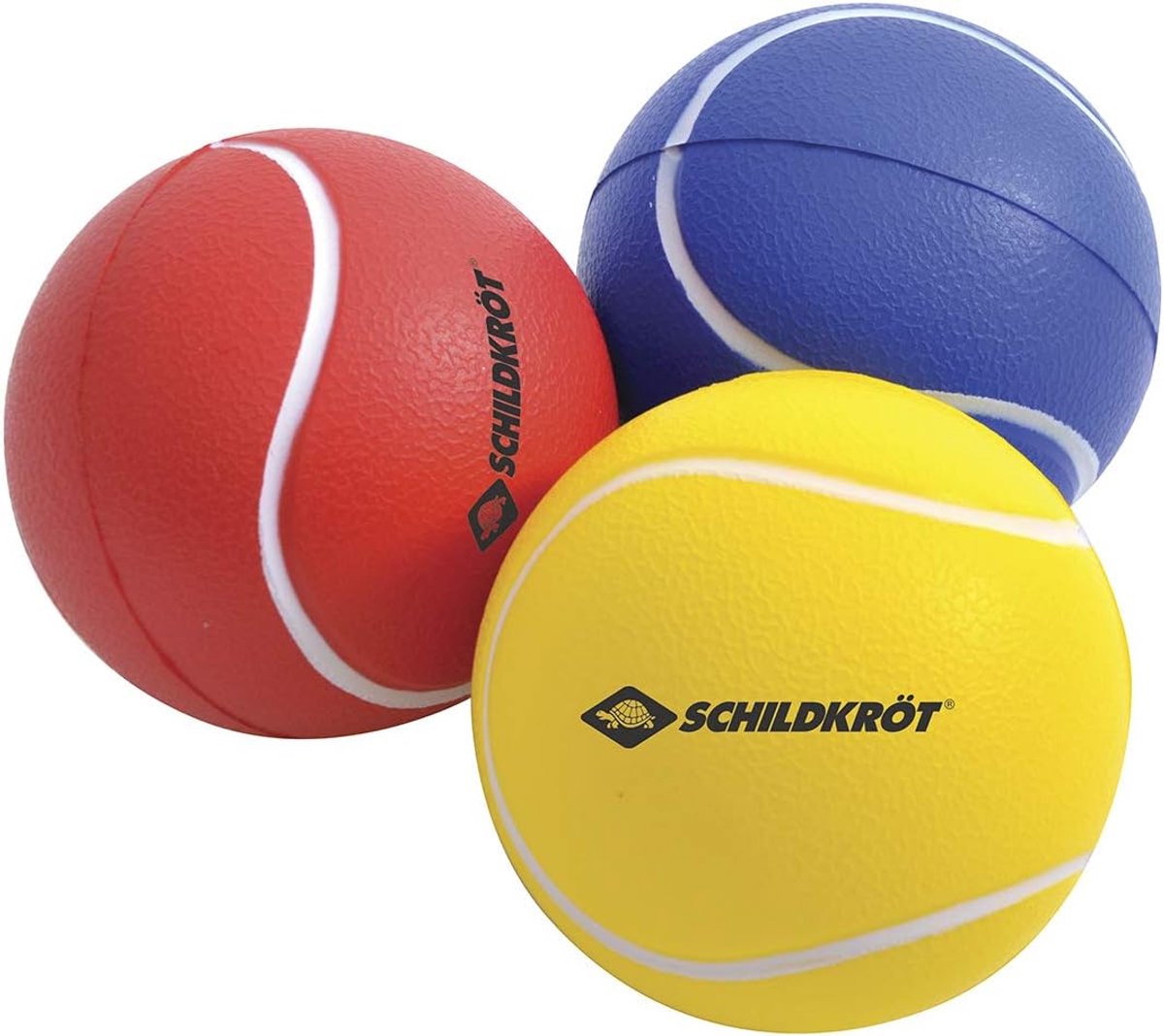 Thijox - Set van 3 Soft Ballen Ø 7 cm in Geel, Rood en Blauw van Zacht PU-Schuim - Ideaal voor Beachbal, Beachtennis en Kinderspelletjes