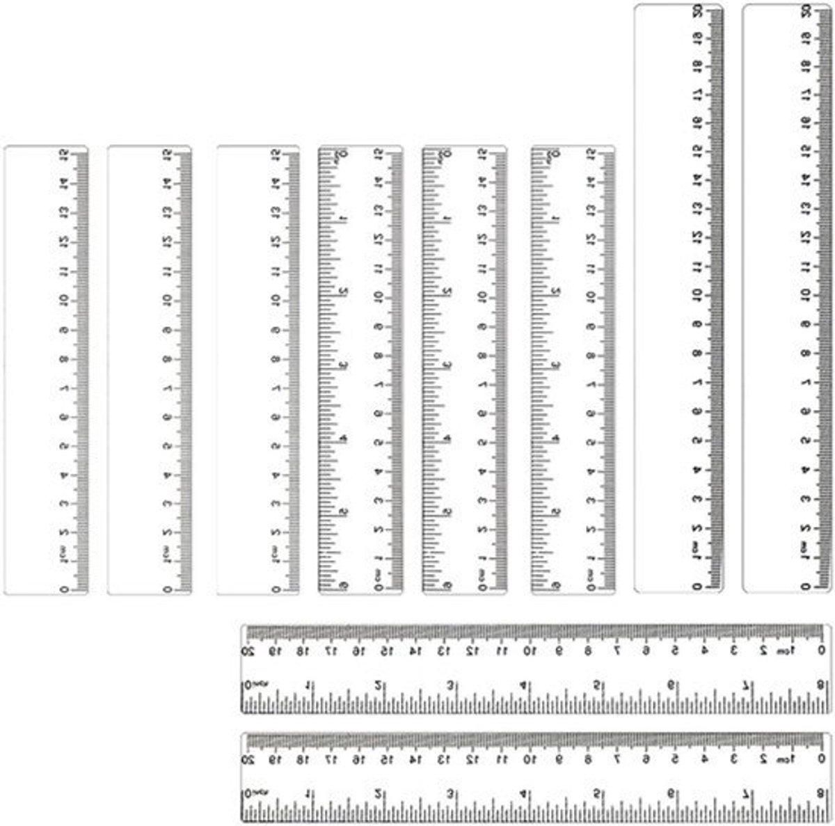 Transparante plastic liniaal set - 10 stuks (15 cm en 20 cm) voor basisschool, kantoor en huishouden
