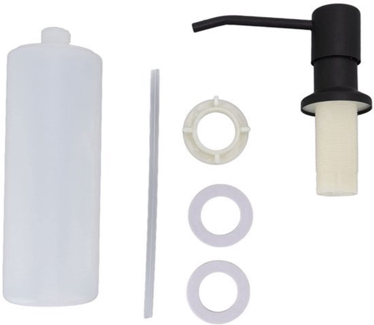 300ml Afzuigzeepdispenser - Roestvrij Staal - Zwart - 360 Graden Rotatie