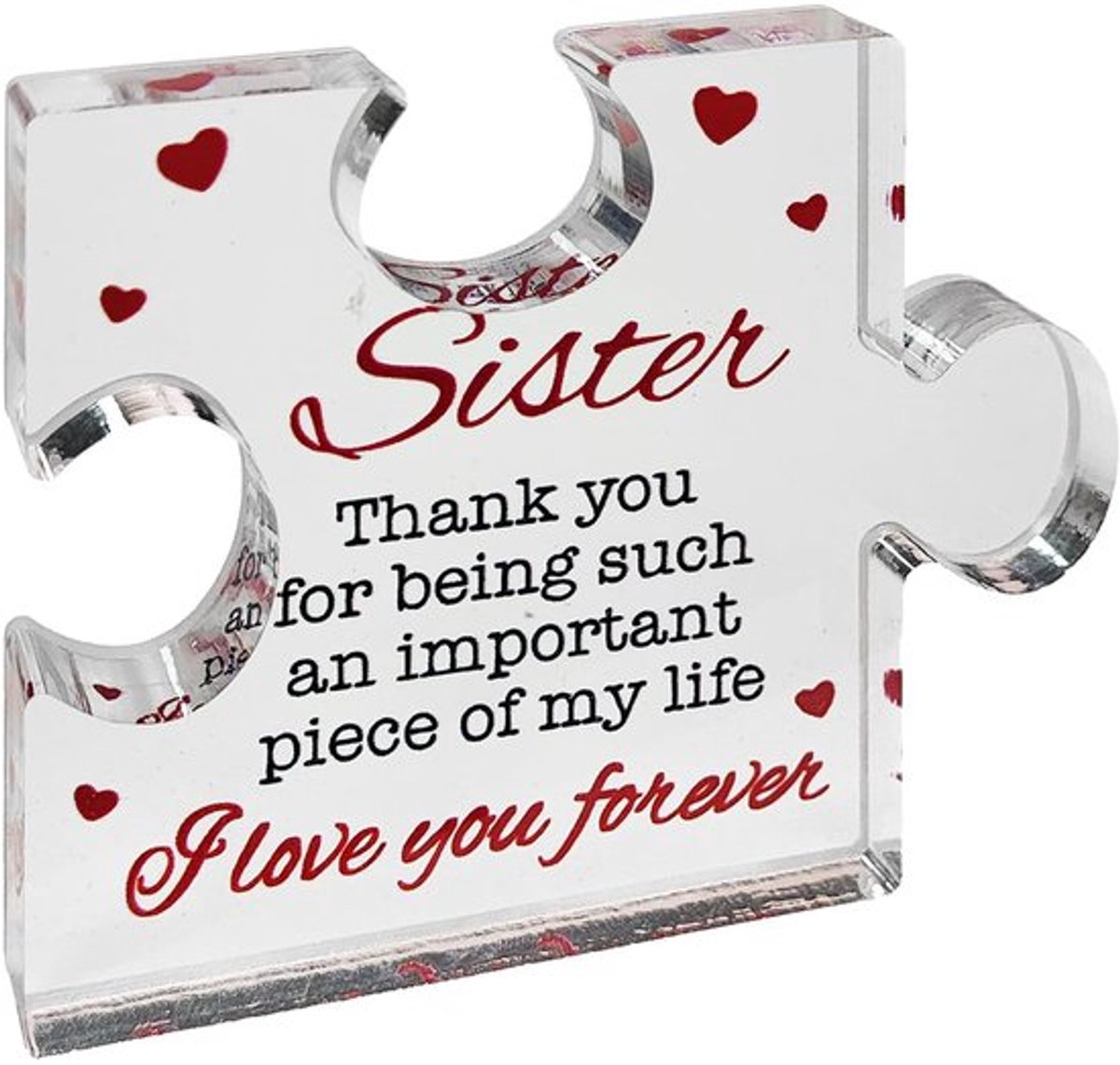 1 stuk zustercadeau, acryl puzzelornament, desktop-ornament, gepersonaliseerd creatief design, geschikt als verjaardagscadeau voor de beste zus