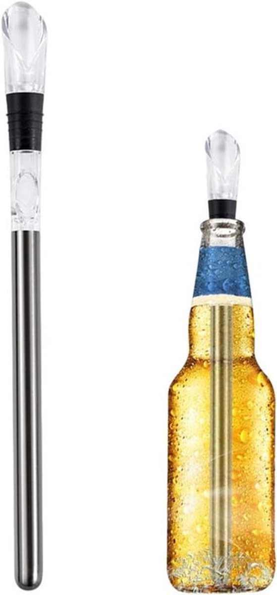 Wijnkoelstaaf - Wijnkoeler fles - Wijn Koelen - Roestvrij staal - 328 cm - Zilver