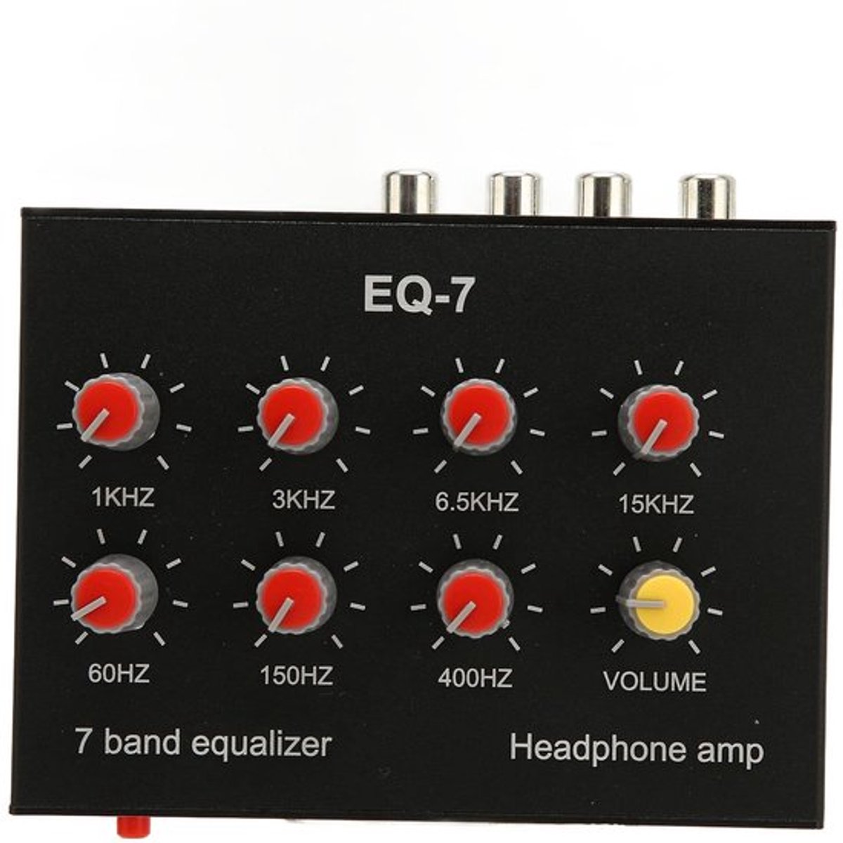 7-bands geluidsequalizer, tweekanaals digitale equalizer met hoge basinstelling, grafische equalizer voor auto-audio met 3,5 mm-interface, 60-400 Hz, 1-15 kHz, DC 5 V - 12 V