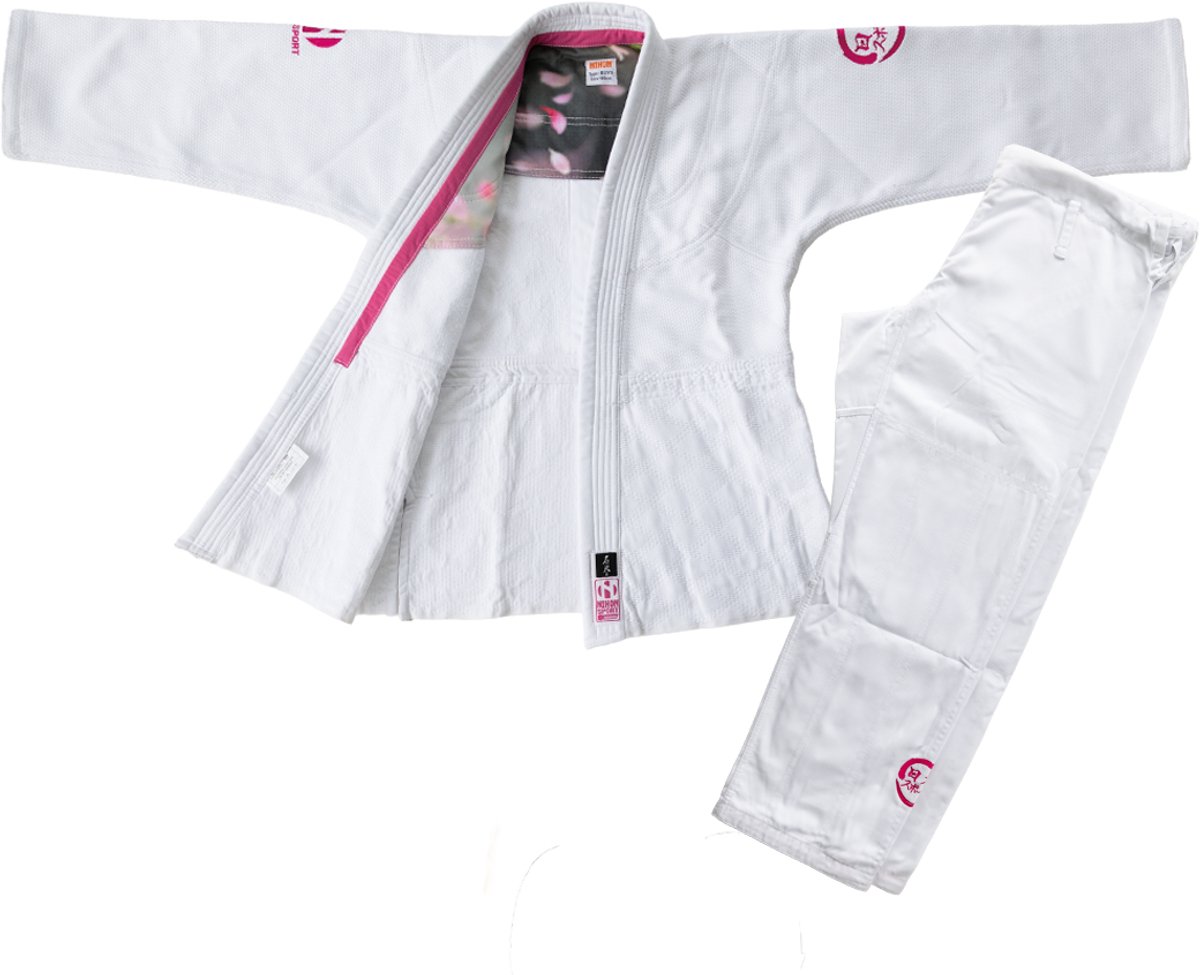 Nihon Meiyo 2.0 Lady Gi judopak dames | Wit / Roze (Maat: 140)