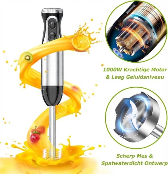 JCP® Staafmixer Set - Staafmixer - Met Hakmolenopstelling - Zwart - 9cm x 9cm x 37cm van Jcp — afbeelding 3