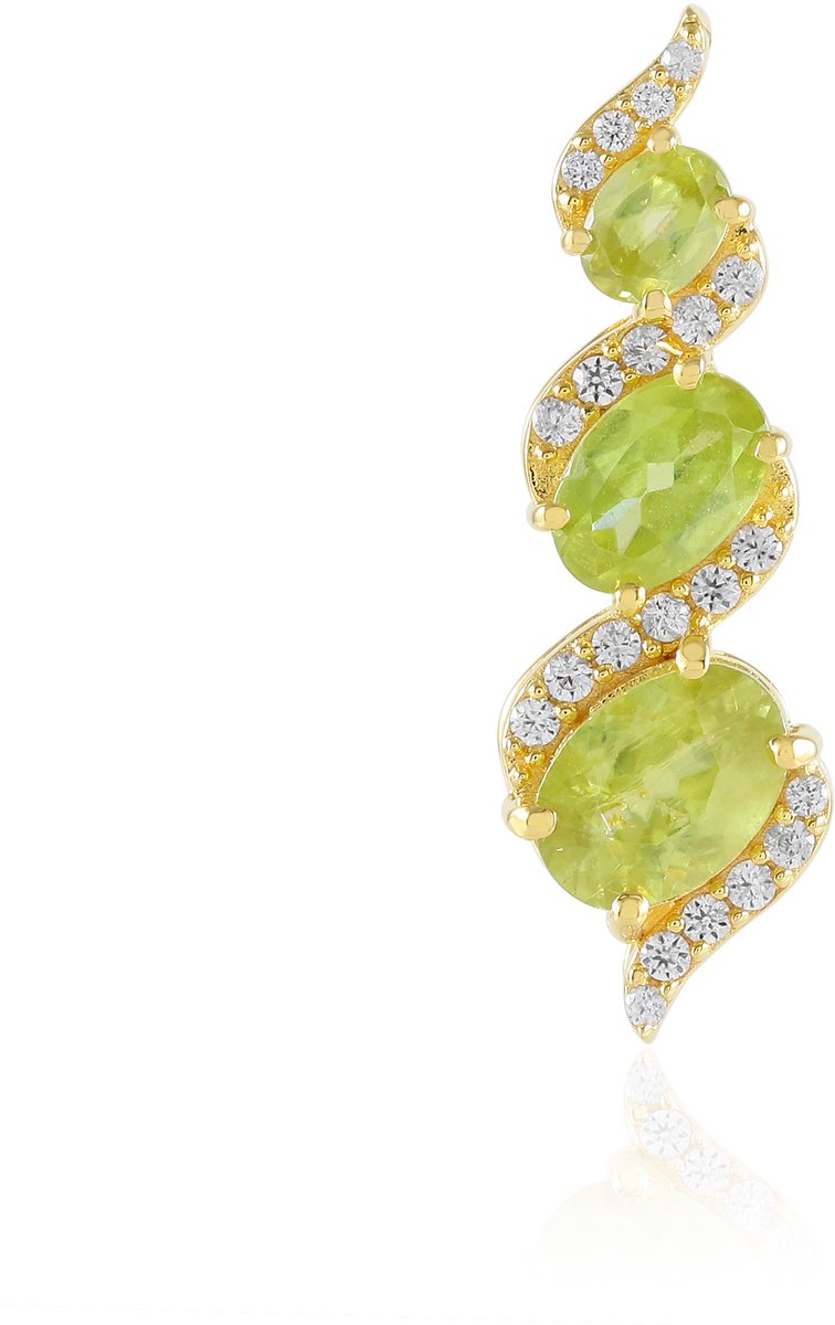 Cavill - 925 Sterling Zilver Vergulde Hanger - 3x Ovale Briljantslijpsel Sfeen 1,276 ct - Madagaskar Edelsteen - Elegante Dames Sieraden