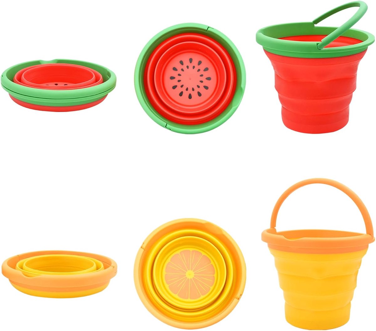 SnelShoppen - Vouwbare Strandemmer - Silicone Emmer met Handvat - Zandbak Speelgoed met Fruitpatroon - Voor Camping, Buitenwassen, Reizen, Tuinieren (