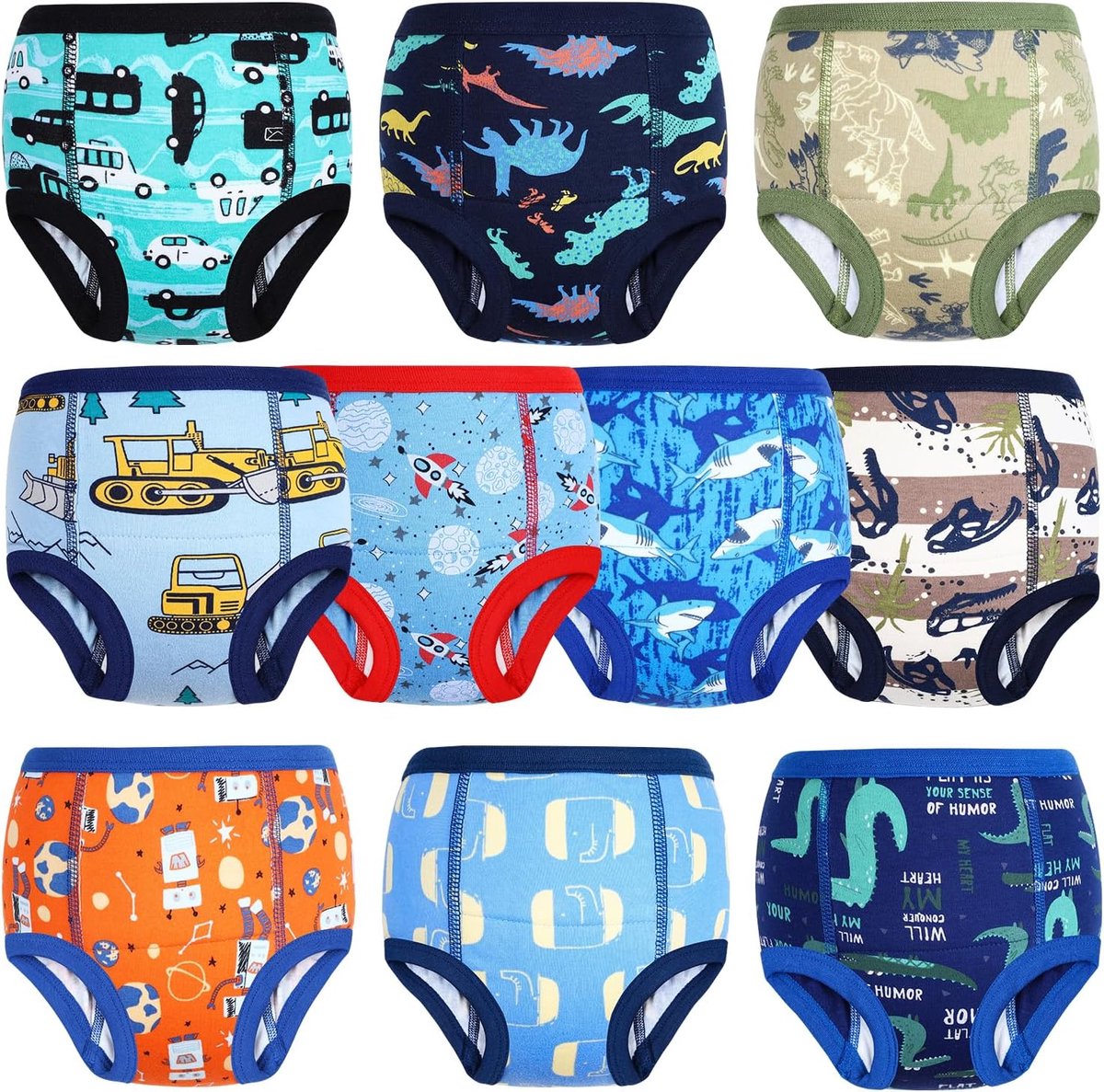 SnelShoppen - Potty Training Potty Pack van 10 Potty Pants voor Jongens en Meisjes, 100% Absorberend, Maat 3T, Ideaal voor Zindelijkheidstraining